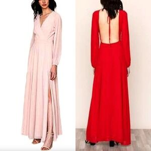Yumi Kim Blush Pink Maxi Dress XS Love Affair‎ Long Sleeve Full Length Open Back